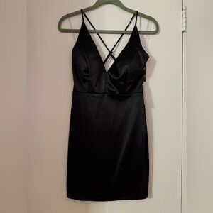 Jump Apparel Black Satin Mini Dress NWT — Size 7/8